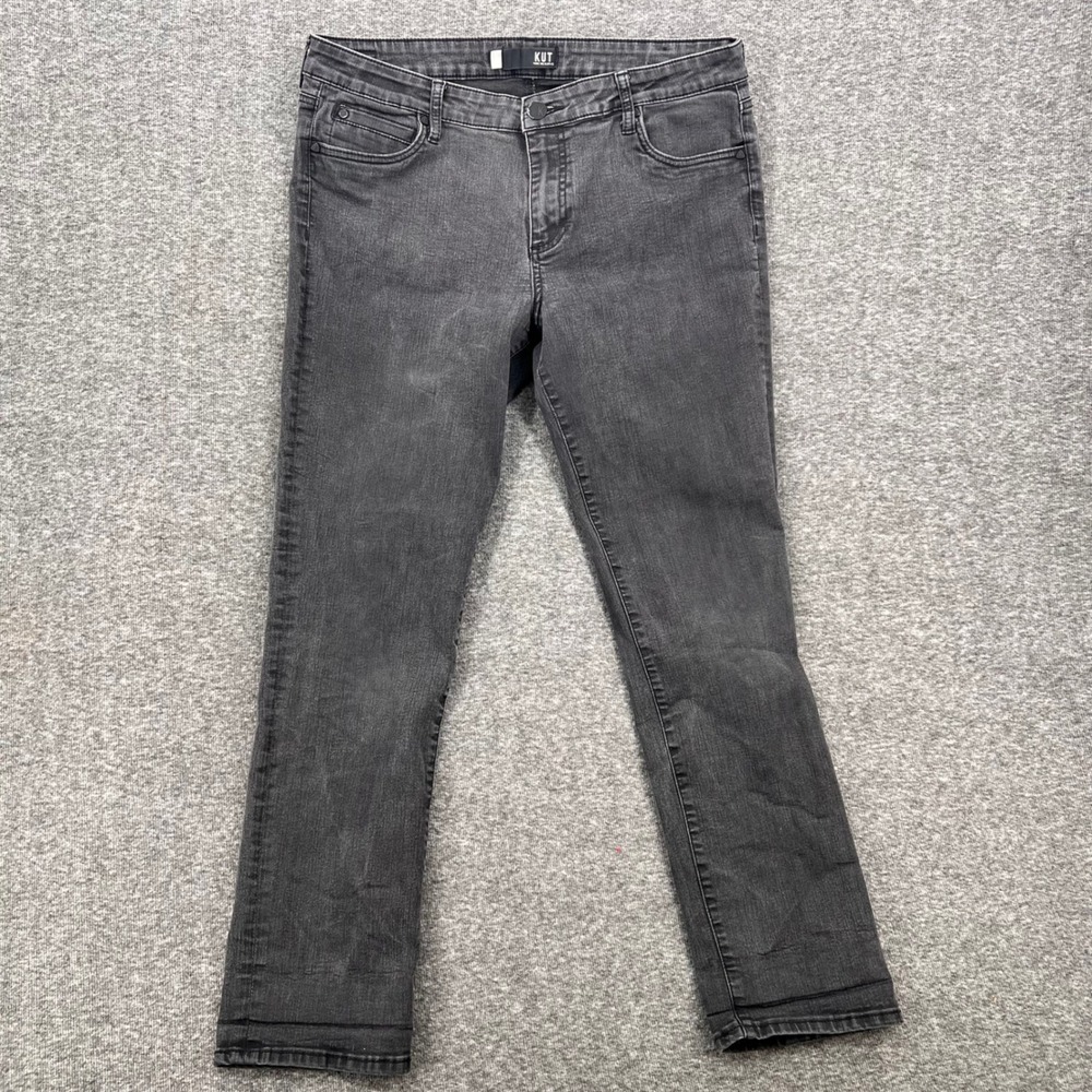 Kut from the Kloth‎ Womens Size 14 Faded Black Skinny Jeans Mid Rise Denim Pants